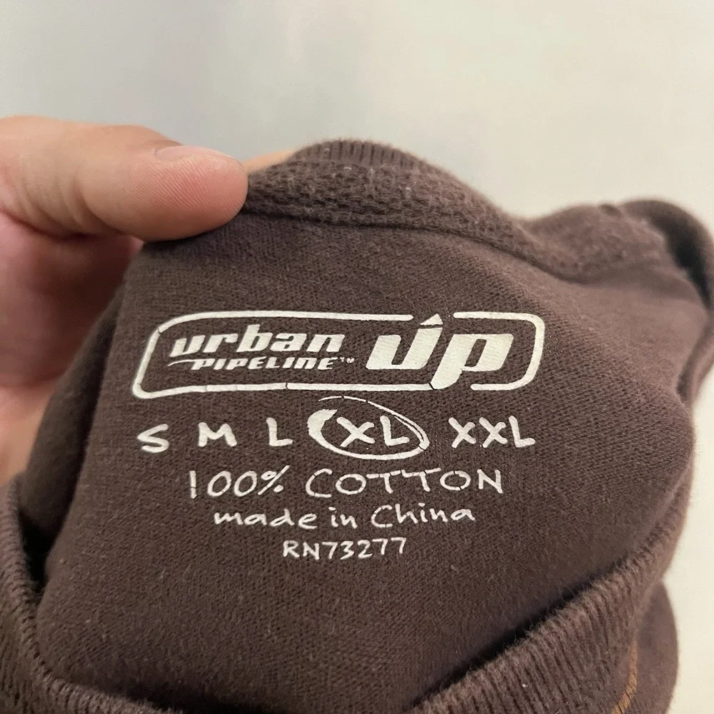 Vintage Urban Up Pipeline T-Shirt Mens Size XL Brown Distressed Y2K Short Sleeve